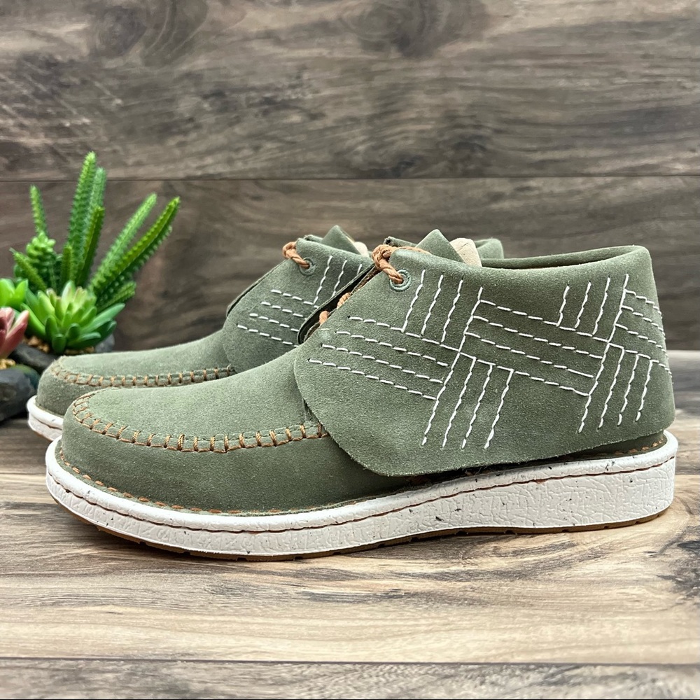 NIB Justin Boots Zila Moccasin Booties Suede Fern Green JL220 - Picture 4 of 13